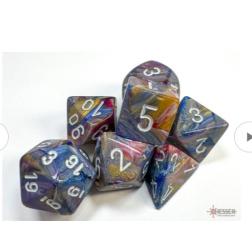 CHESSEX - Set de 7 dés - FESTIVE - Carousel/Blanc