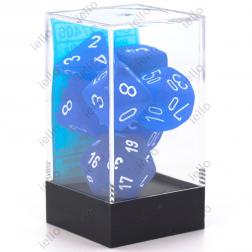 CHESSEX - Set de 7 dés - FROSTED - Bleu/Blanc