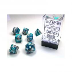 CHESSEX - Set de 7 dés - GEMINI - Acier - Sarcelle/Blanc