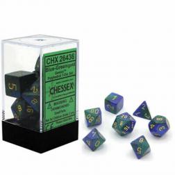 CHESSEX - Set de 7 dés - GEMINI - Bleu-Vert/Or