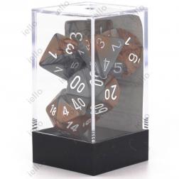 CHESSEX - Set de 7 dés - GEMINI - Cuivre-Acier/Blanc