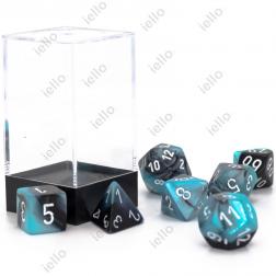 CHESSEX - Set de 7 dés - GEMINI - Noir - Nacré/Blanc