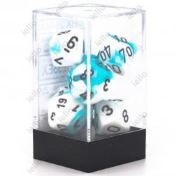 CHESSEX - Set de 7 dés - GEMINI - Turquoise-Blanc/Noir