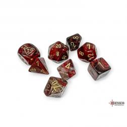 CHESSEX - Set de 8 dés - BOREALIS Cosmos / Or (Lumière Noire)