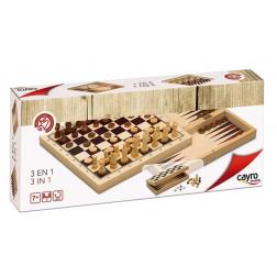 Coffret 3 En 1 : &Eacute;checs, Dames Et Backgammon Pliable