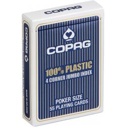 Copag - Poker 100% Plastique Bleu "4 Corner"