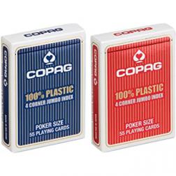 Copag - Poker 100% Plastique Rouge "4 Corner"