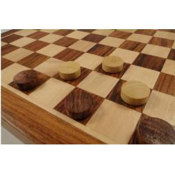 Jeu de dames fran&ccedil;aises magn&eacute;tiques 30cm en Acacia