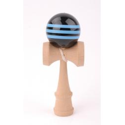 Kendama Hetre boule 6 cm boule noire avec bande bleu